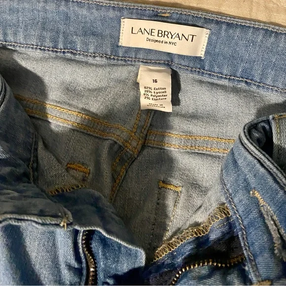 Lane Bryant Size 16 Denim Midrise Essential Stretch Girlfriend Crop Jeans Pearl - Picture 3 of 5